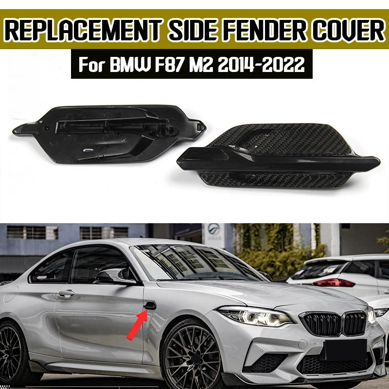 

100% REAL Carbon Fiber Replacement Side Fender Cover For BMW F87 M2 2014-2022 MP Style Car Side Air Wing Intake Vents Cover Trim