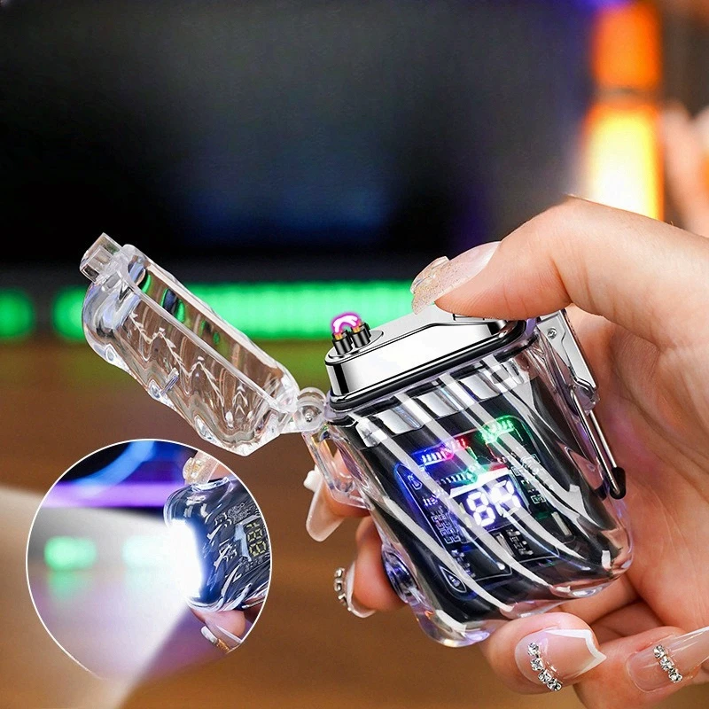 2026 New USB Charging Windproof and Waterproof Lighter Creative Lighting Flashlight Lighter Smoking Accessories Gift