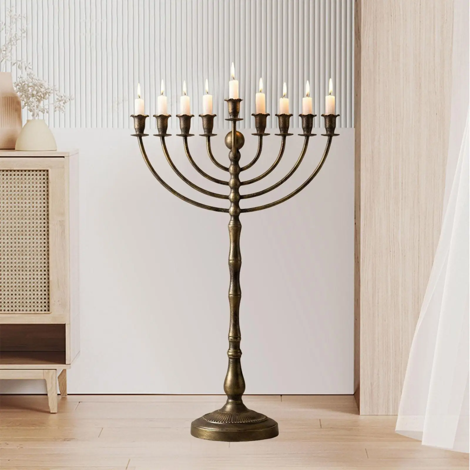 9 Holder Hanukkah Menorah Desktop Festival Versatile Home Candelabrum