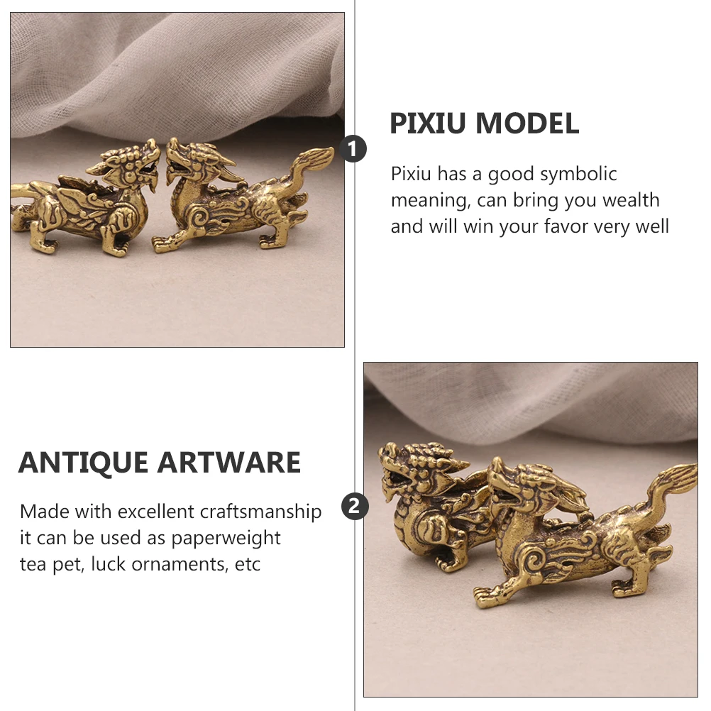 

1Pcs Pixiu Decorative Brassware Vintage Desktop Ornament Tea Pet Adornment Artware Luck Amulet Desktop Accessory