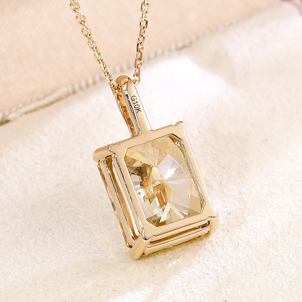 Colgante de moissanita champán Provenza de 7 quilates para mujer, collar de corte radiante de 14 quilates para novia AU750, colgantes solitarios de oro macizo