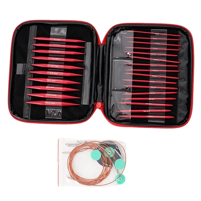 

Aluminum Circular Knitting Needle Set 13 Pairs 3-10Mm Metal Tools Interchangeable U-Shapes