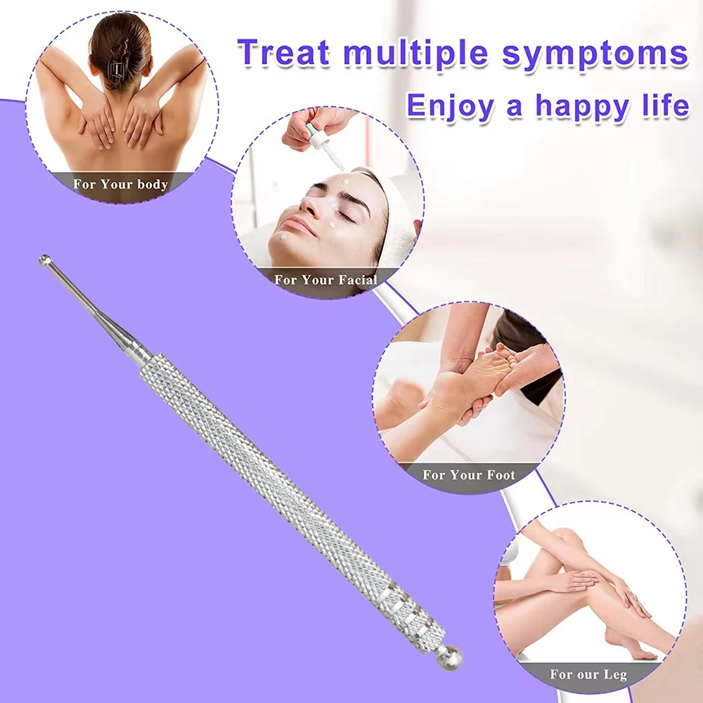 Facial Reflexology Massage Tool Retractable Acupuncture Pen Double Headed Spring Ear Care Tool Point Probe Pen Massager for Face
