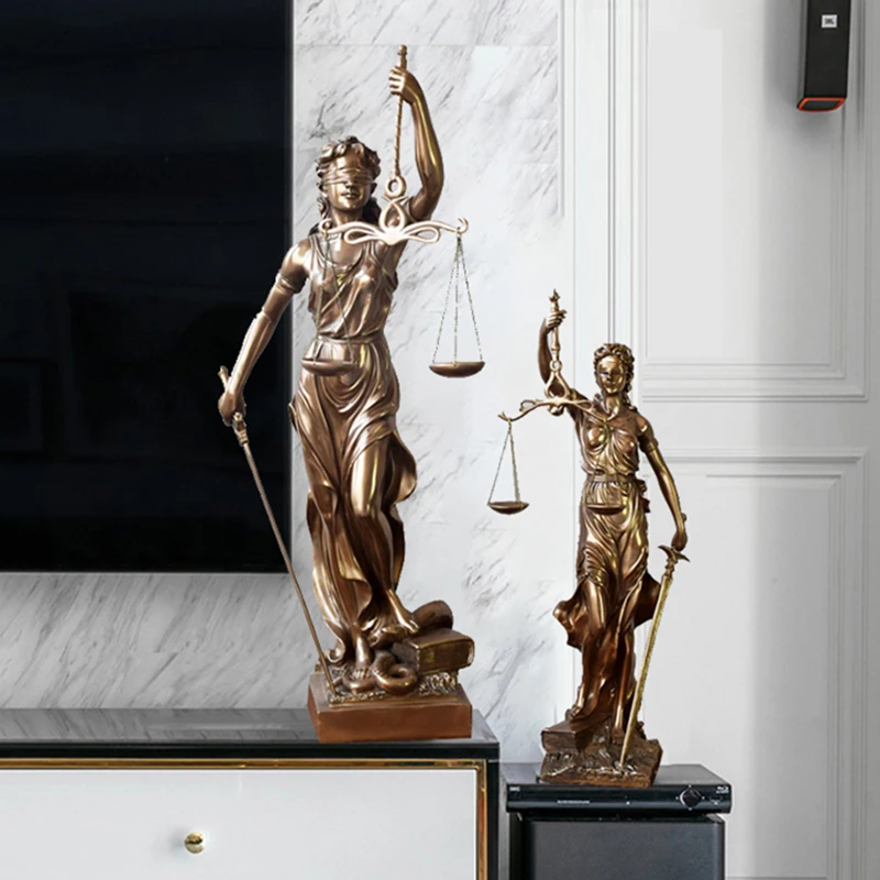 Imitation copper Justice Goddess resin sculpture,Law Firm Decoration,gift,Modern home decoration,Justice Goddess Statue bookend