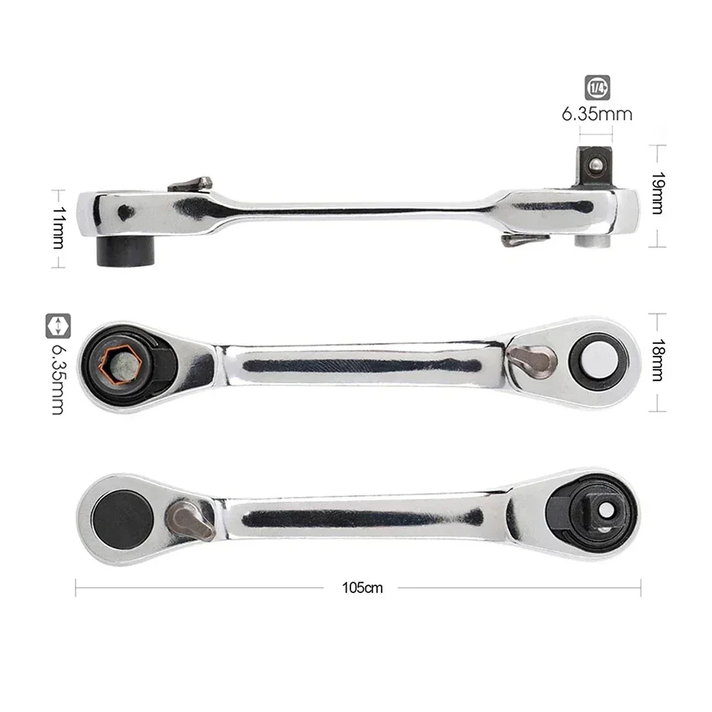 Tournevis portable à douille rapide 2 en 1, mini embout hexagonal, tournevis à double extrémité, outil Spblown, 1/4 pouces, 72 dents