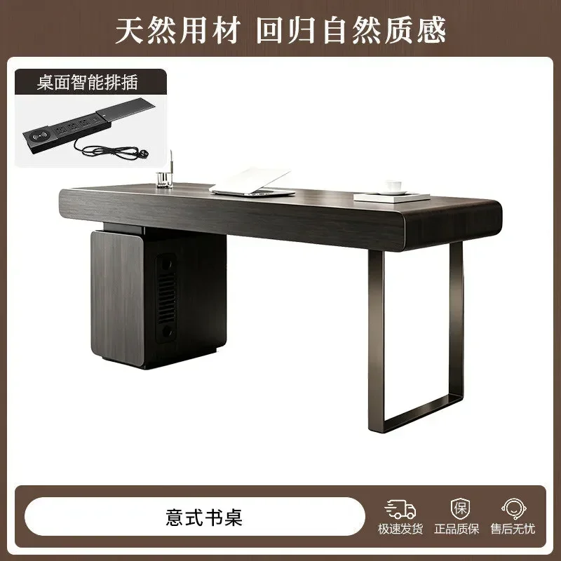 YItalian desk solid wood household small apartment living room light luxury modern hidden cabinet