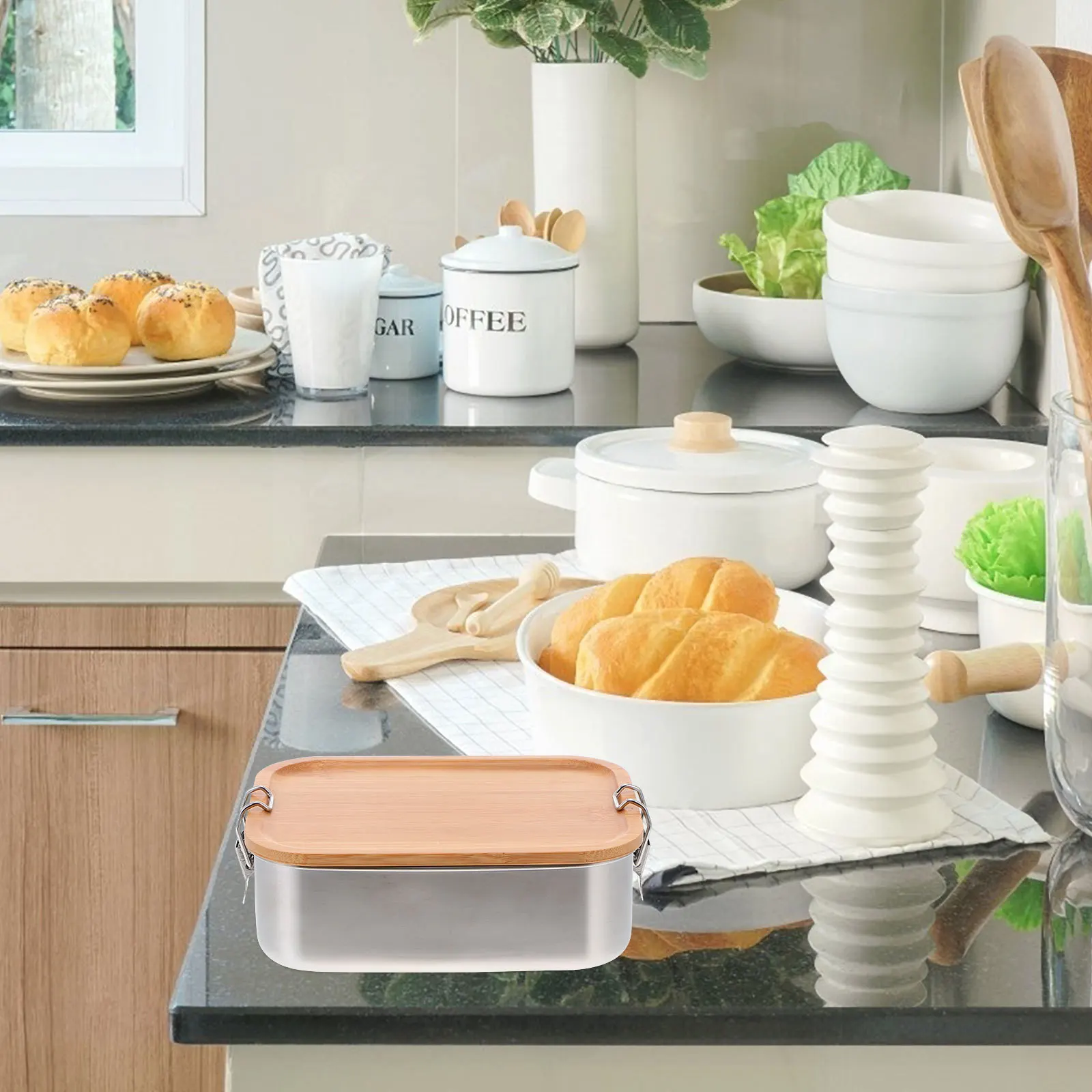 

1Pcs Stainless Steel Lunch Box Leakproof Bento Container for Camping School Office Food Storage Crisper