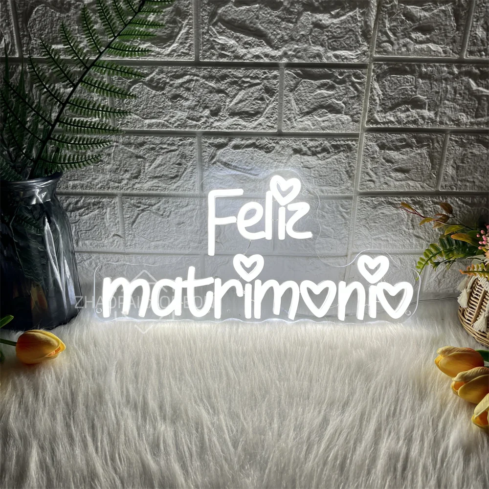 

Feliz matrimonio неоновые светодиодные вывески испанские свадебные светодиодные неоновые вывески для свадьбы, помолвки, вечеринки, домашний декор стены комнаты