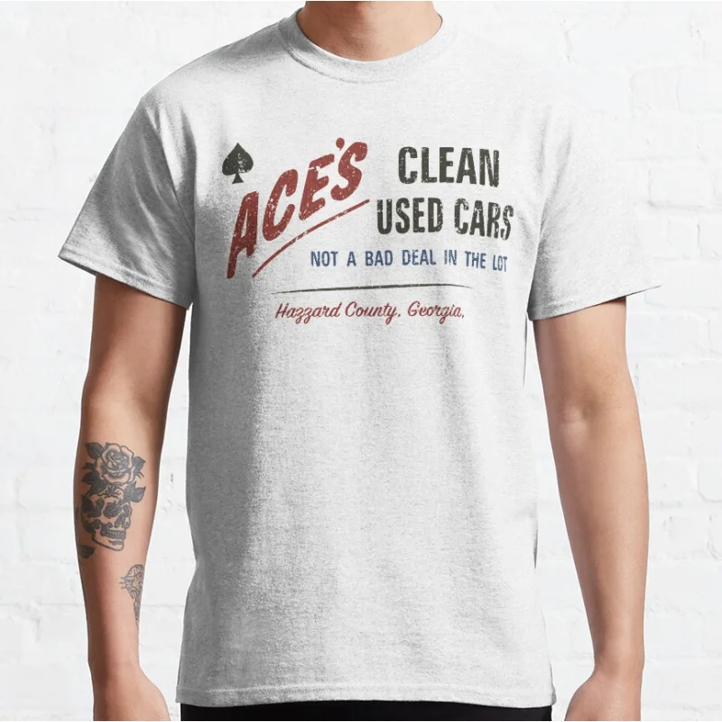 

Ace's Clean Used Cars Retro movie Gift t shirt 0313 The Dukes Of Hazzard Graphic clothes All size Tops 100% cotton print tee