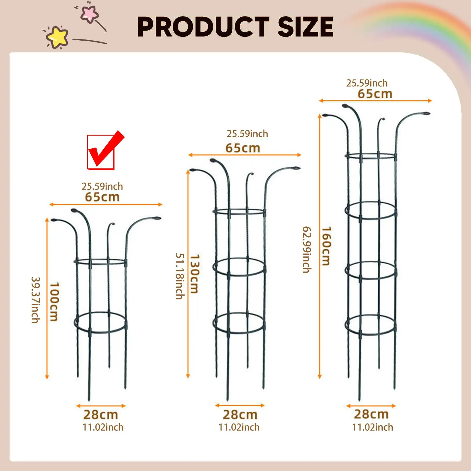 

Tall Metal Plants Trellis Climbing Support Frame for Potted Indoor Outdoor Garden Vertical Growth