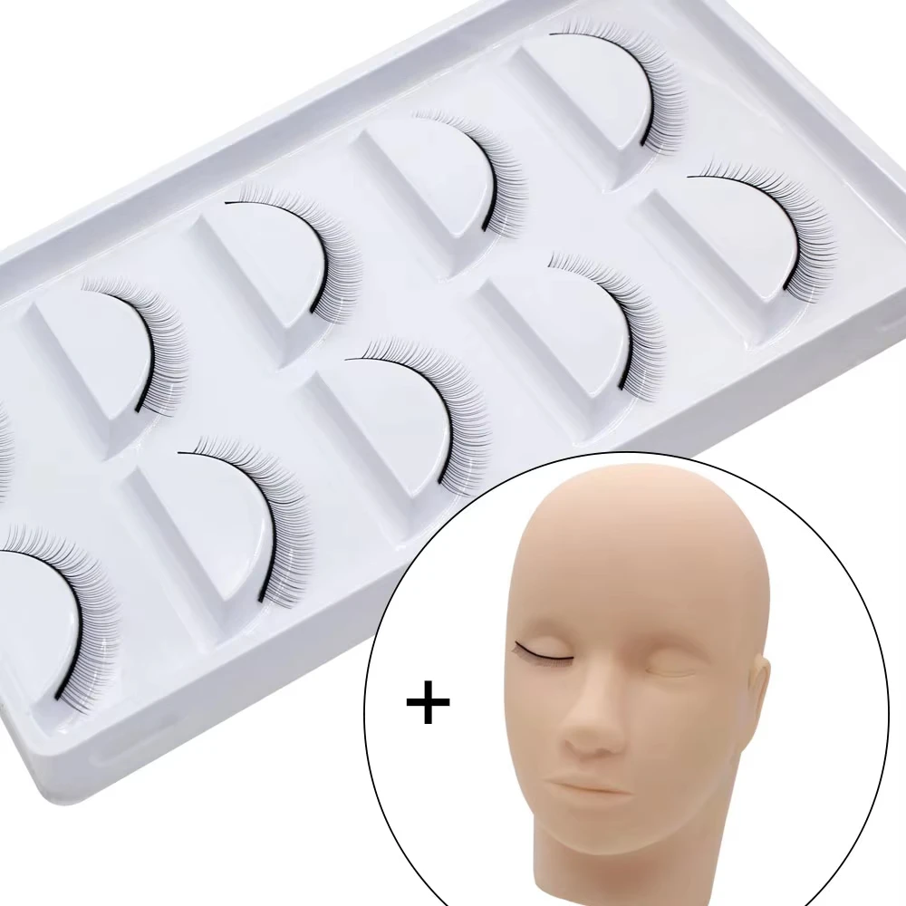 

3/5 pc Silicone Eyelash Extension Training Mannequin Head for Beginners with Practice False Lashes Grafted Lashes Training Tools