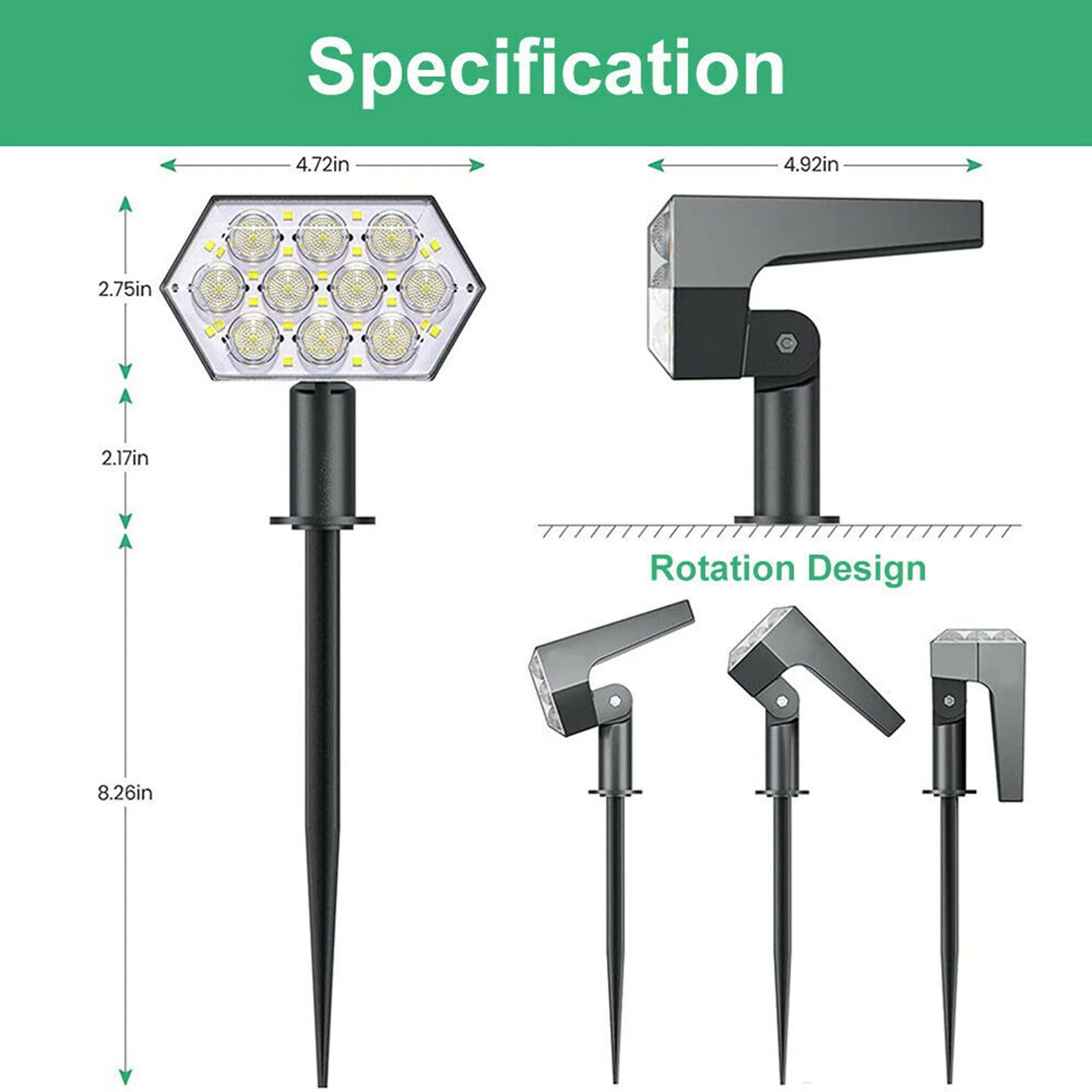 ソーラー式スポットライト-92個led-屋外ガーデン、景観、通路、壁面照明-防水仕様-パティオや通路の照明に最適