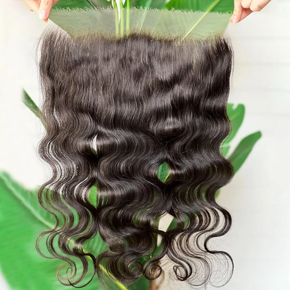 12-22 インチ 13 × 6 レースフロント実体波透明レース人毛ナチュラルブラック 12A ブラジルバージンヘアシングルノット