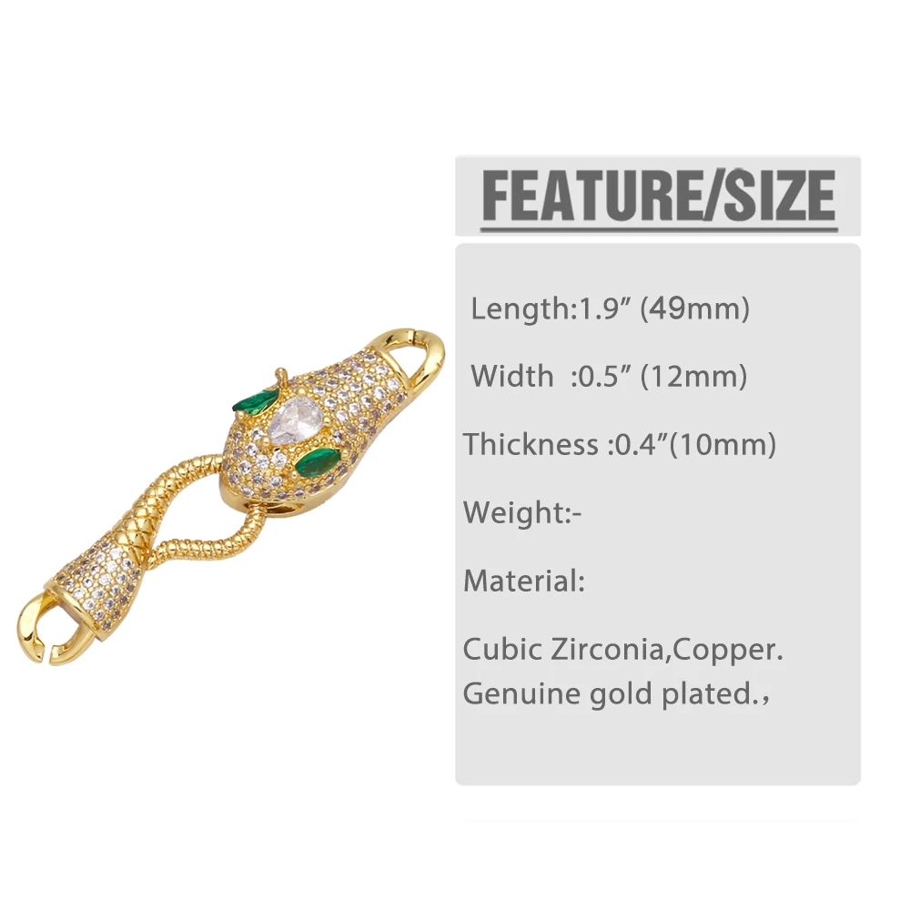 OCESRIO Snake Head Clasps Bracelet Connector CZ Copper Gold Plated DIY Handmade Easy Hook Jewelry Making Supplies cnta076