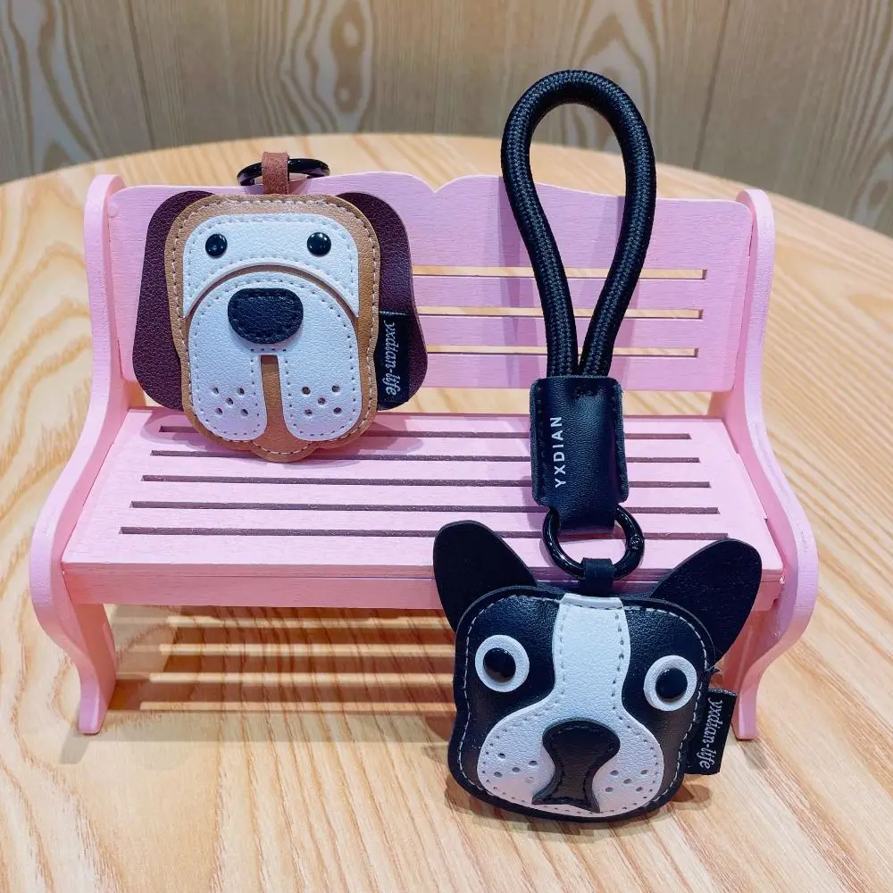 Phone Hanging Dalmatian Dogfighting Keychain Soft Lovely PU Leather Keyring Cute Fashion Leather Dogfighting Bag Pendant Couple