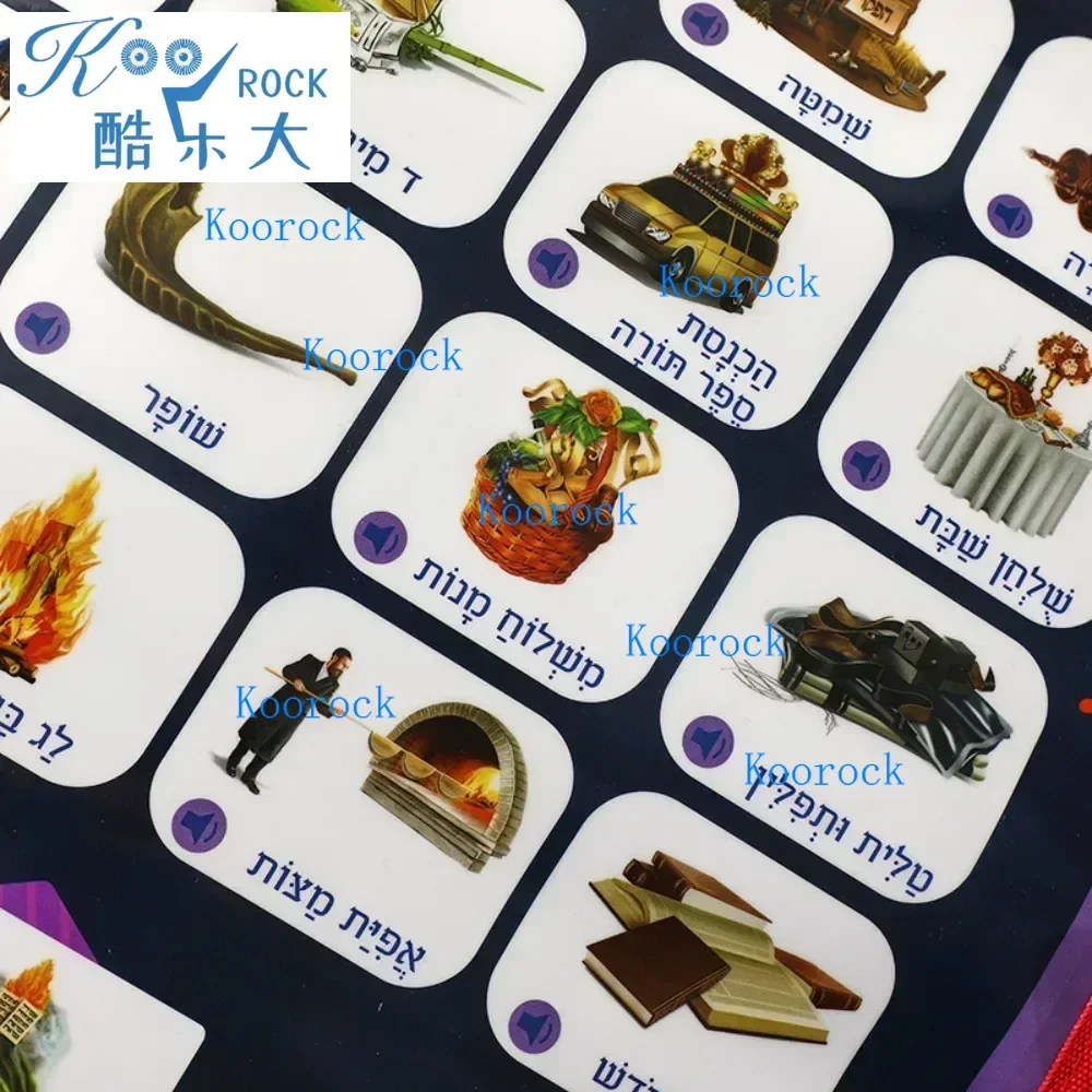 Children's Enlightenment Hebrew Voice Electronic Alphabet Wall Chart with Pictures for Toddlers, Israeli Education
