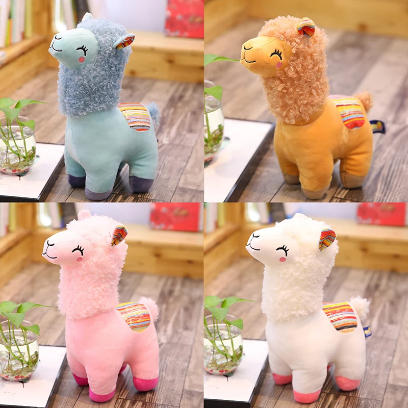 New Smile Stripe Alpaca Llama Plush Animals Toy Stuffed Doll Kids Toys Birthday Gifts