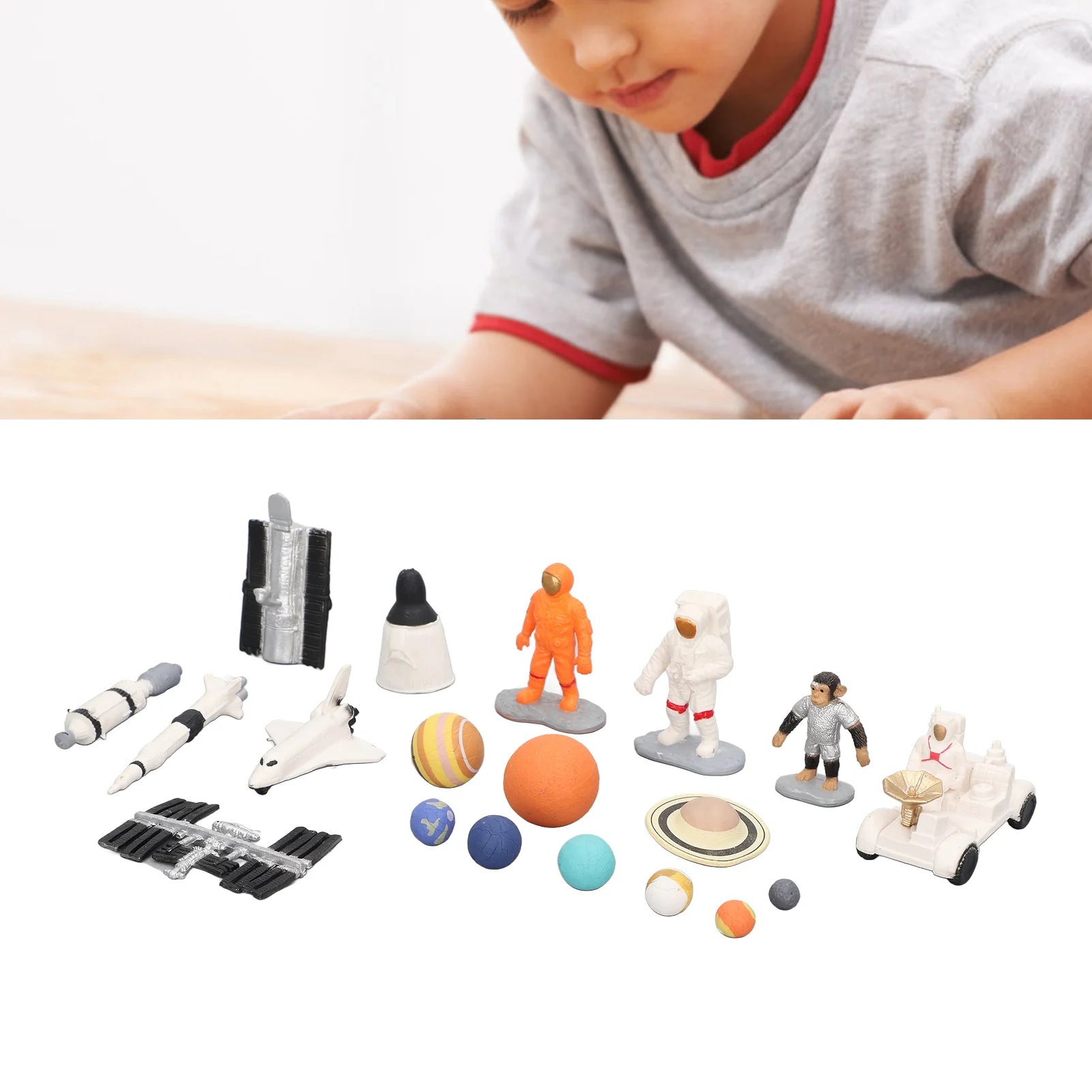19Pcs Simulation Space Model Ornaments Aerospaceplane Satellite Lunar Rover Astronaut 9 Planets Space Models Series Set For Kids