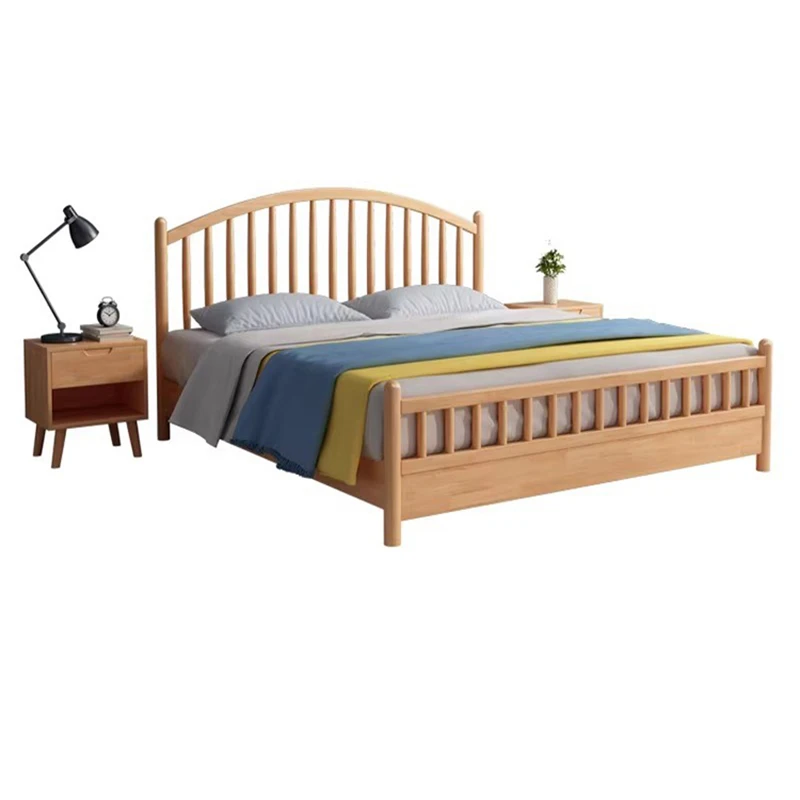 High End Bedroom Double Bed Waterproof Simple Sleeping Wood Modern Beds Queen Headboard European Camas De Dormitorio Furniture