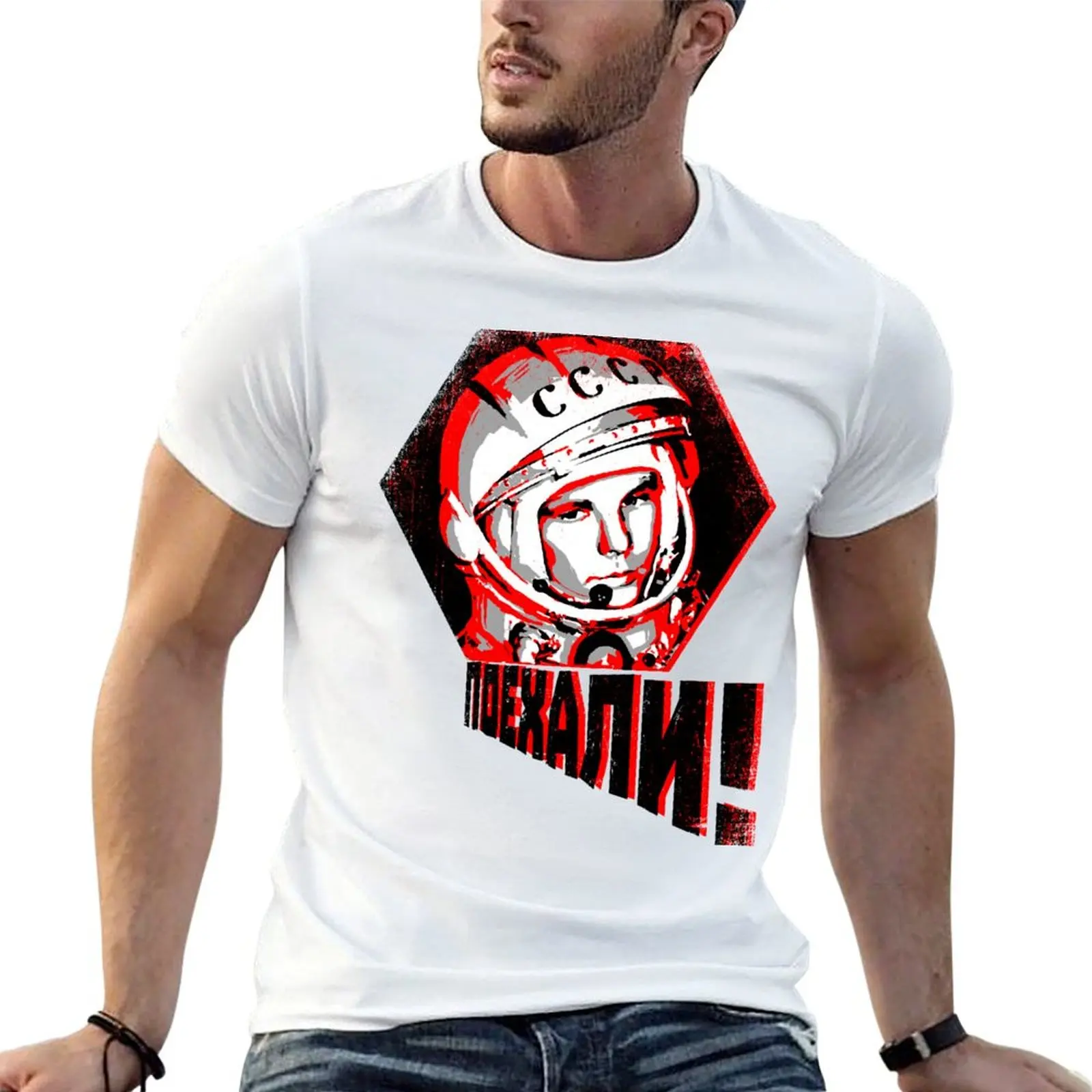 

slim Go! shirts for cotton Let's shirts man for t fit Gagarin t Yuri T-Shirt - funny man