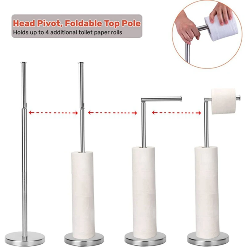 Toilet Paper Holder, Free Standing Toilet Paper Holder Stand with Reserve for 4 Spare Rolls, Sturdy Base