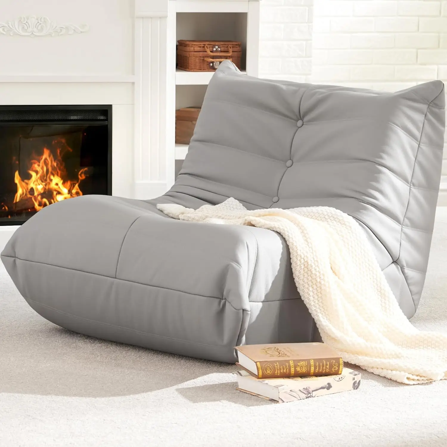 

Giant Bean Bag Sofa Memory Foam Chair for Adults Faux Leather Comfortable Couches