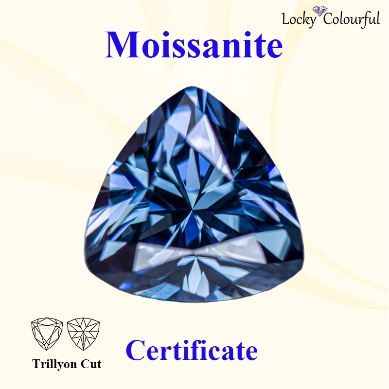 Moissanite trillyon forma contas vvs1 primário azul real cor encantos para diy jóias fazendo anéis materiais com certificado gra