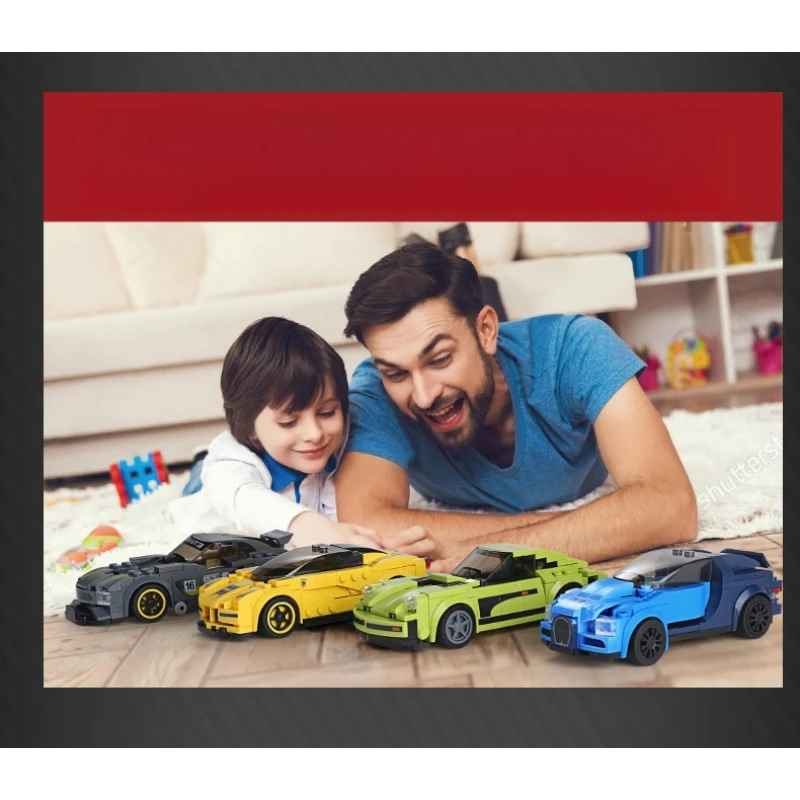 Conjunto de construção de carros esportivos, kit de modelo de carro pequeno, conjunto de construção colecionável, presente criativo para entusiastas de carros