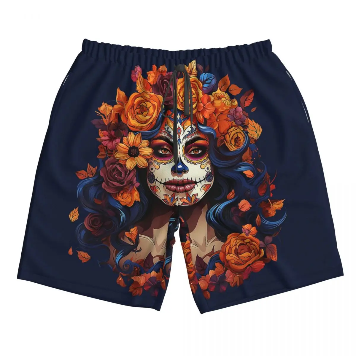 

Mexican Catrina Girl Day Of The Dead Trunks Beach Board Shorts Casual Quick Dry Swimming Summer Men Pants