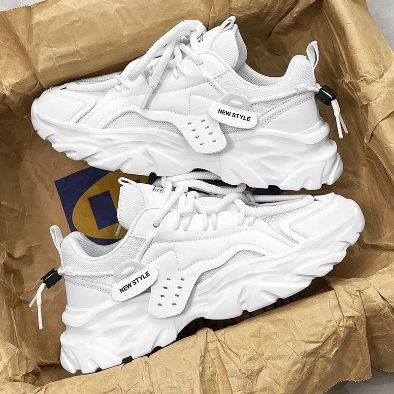 

Men Sneakers Mesh Men Shoes PU Leather Platform Casual Sneakers Increased Vulcanized Shoes Light Running Shoes Tenis Masculino
