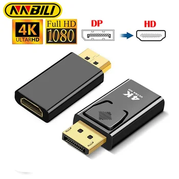 NNBILI 4K1080P DisplayPort-HDMI 호환 어댑터 DP 남성-여성 HD TV PC TV 노트북 용 HDMI 호환 비디오 오디오 케이블