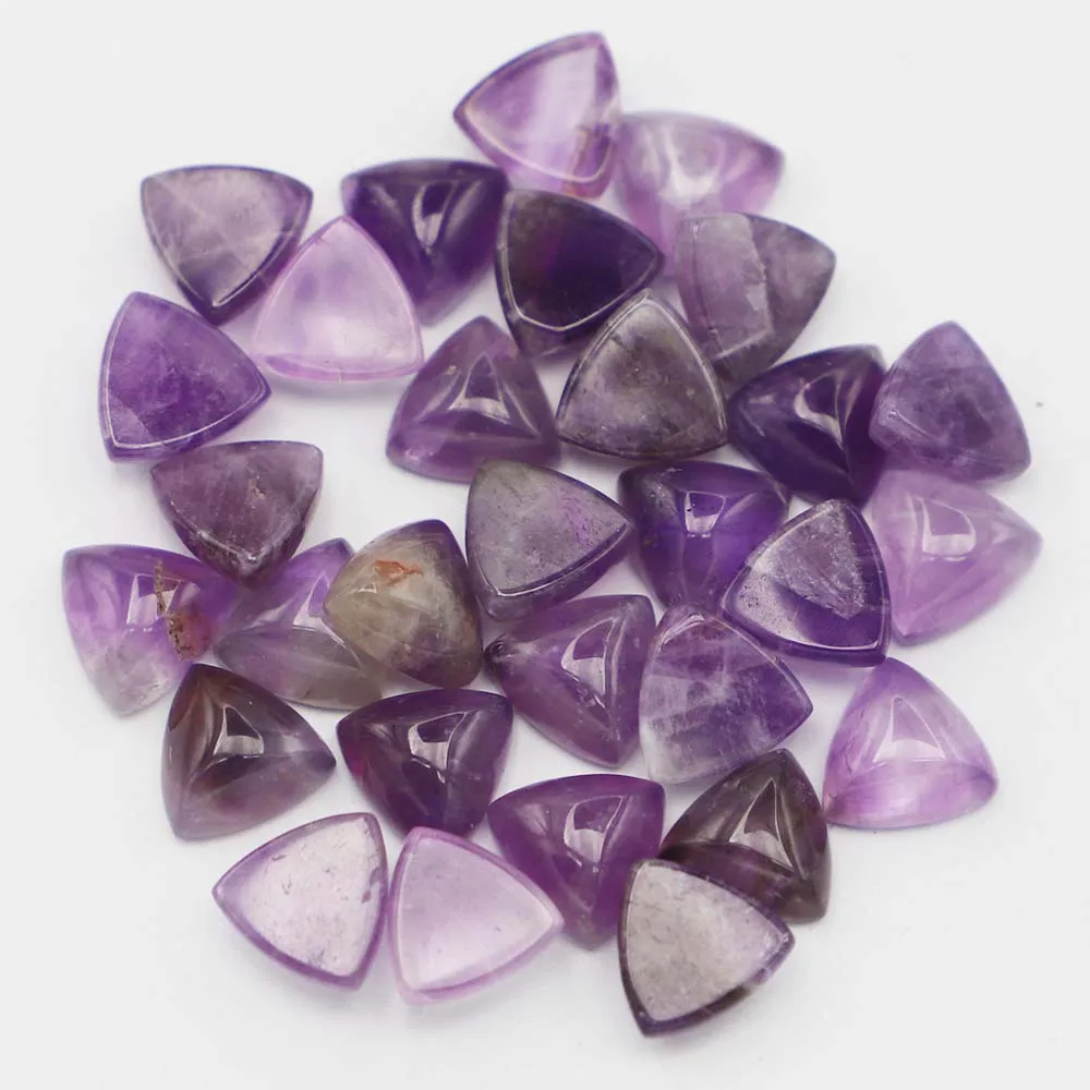 10x10mm Natural Stone Amethyst Triangle Cabochon Setting Beads for Jewelry&Clothes Accessories Wholesale 50pcs Free Shipping