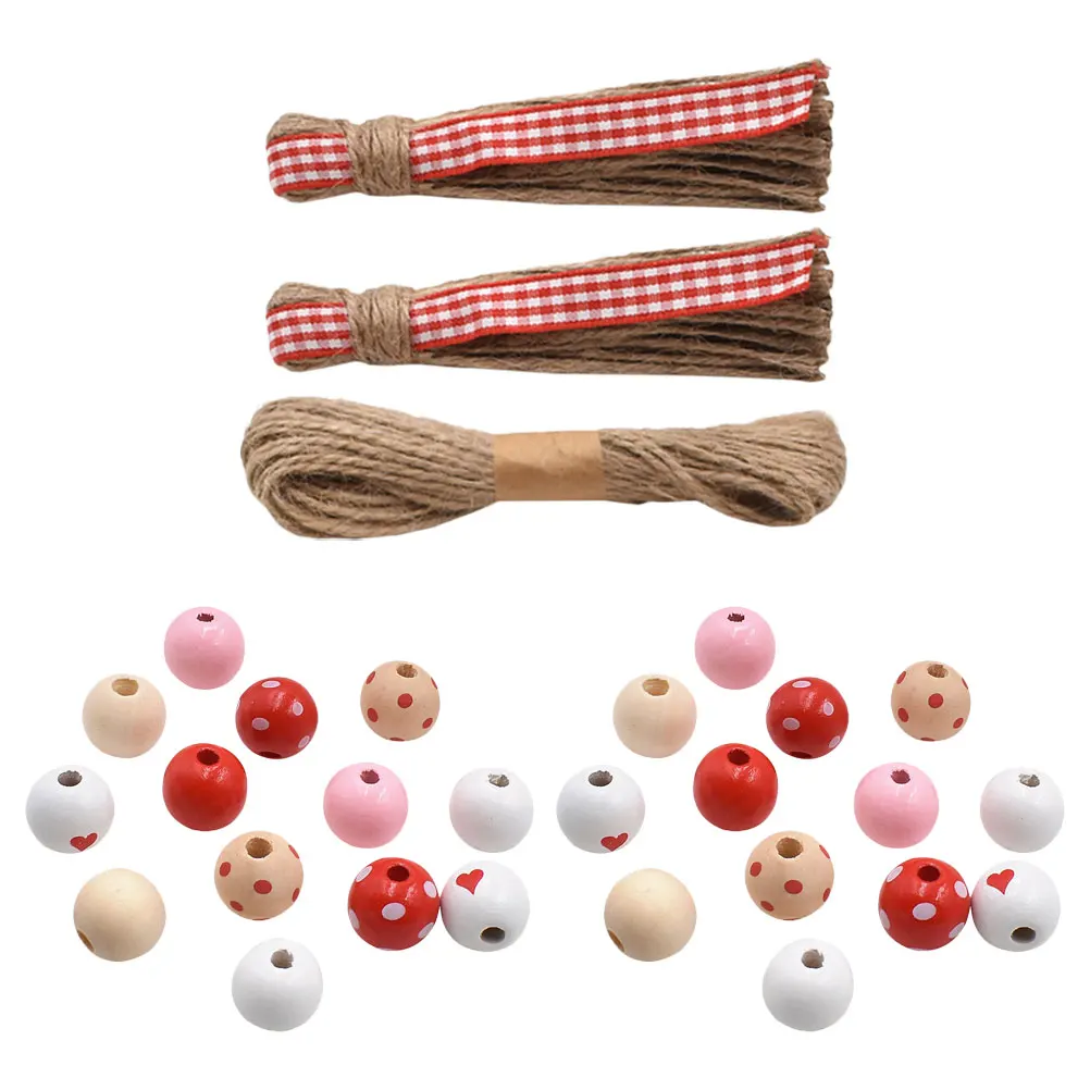 

1Set Round DIY Wooden Beads Garland Making Romantic Valentine's Day Loose Wood Beads for Jewelry DIY Garland Making Accessories