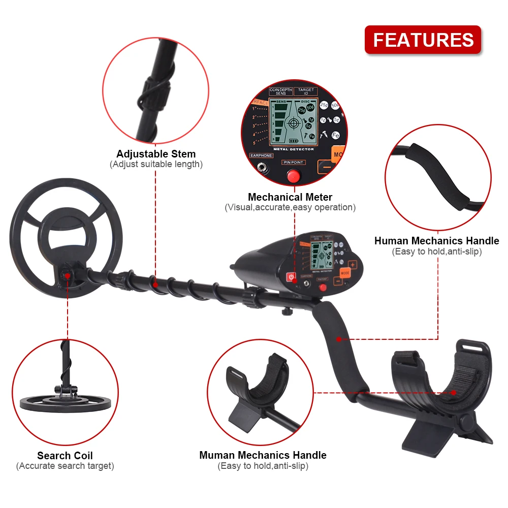 MD-5030 Kim Loại Vàng Dưới Lòng Đất Chiều Dài Có Thể Điều Chỉnh Thợ Săn Kho Báu Người Đi Tìm Di Động Tìm Kiếm