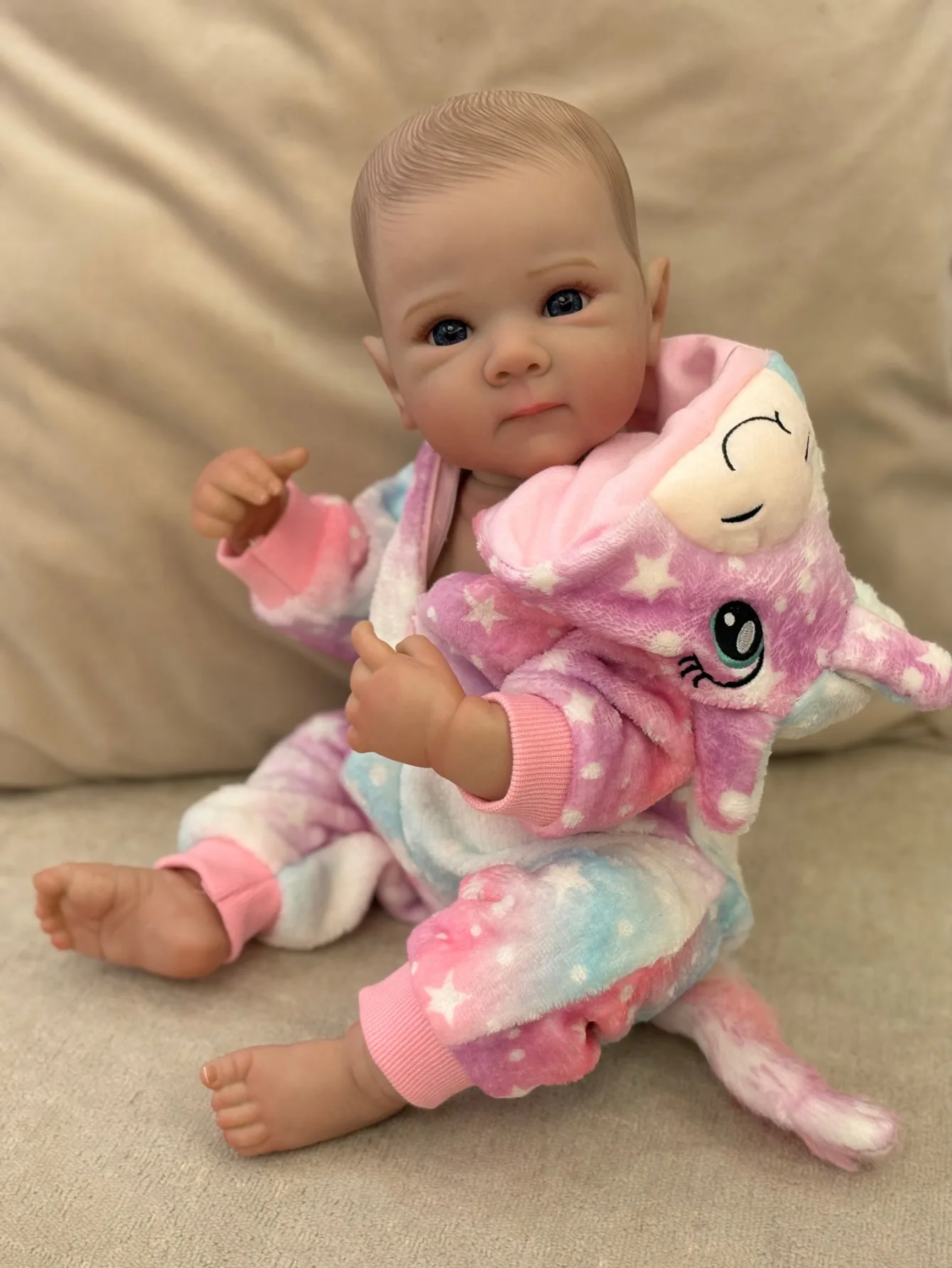 18인치 베티 실물 같은 리본 여자 아기 인형 수제 실물 같은 3D 페인트 피부 귀여운 신생아 아기 인형 페인트 머리카락