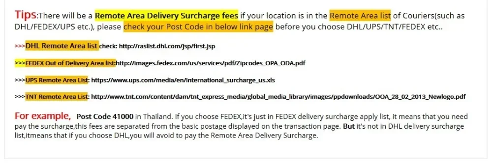 Custom Fee-The Link for Adding Money and Adding Remote Area Delivery Surcharge Fees