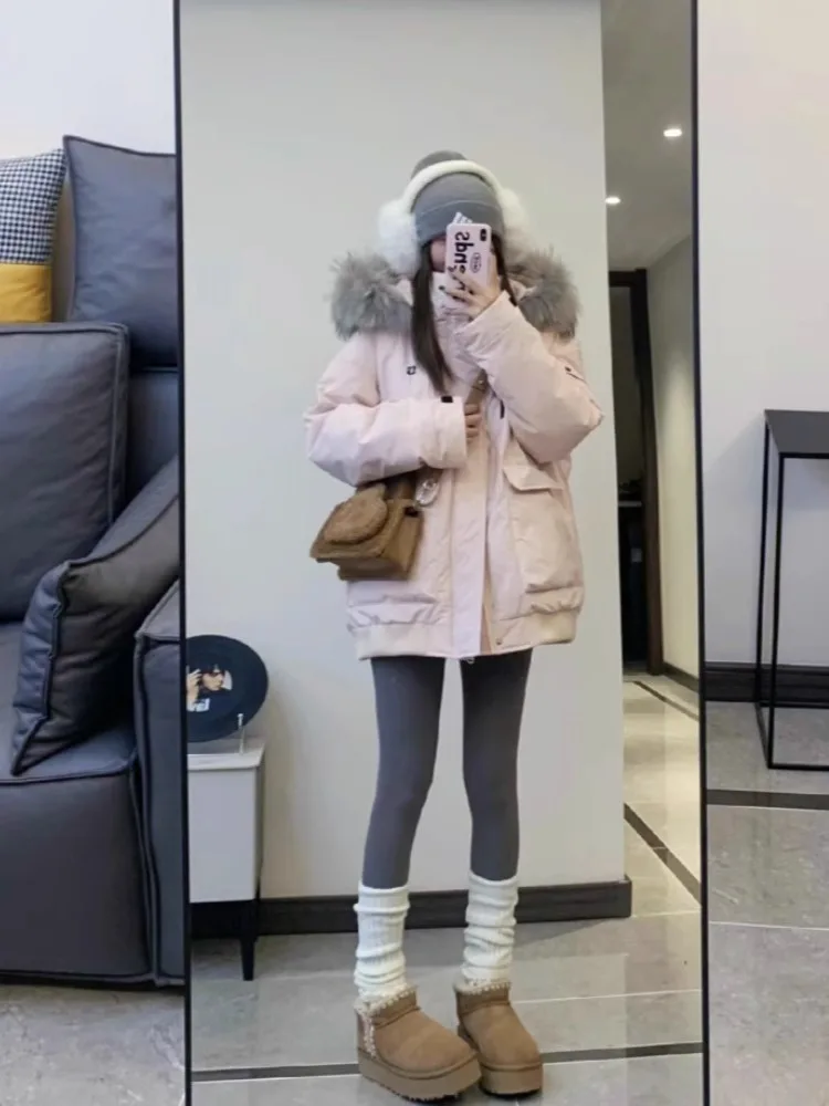 

Корейская утепленная хлопковая куртка с капюшоном для женщин, зимнее теплое пальто для пар, свободный крой, модный дизайн