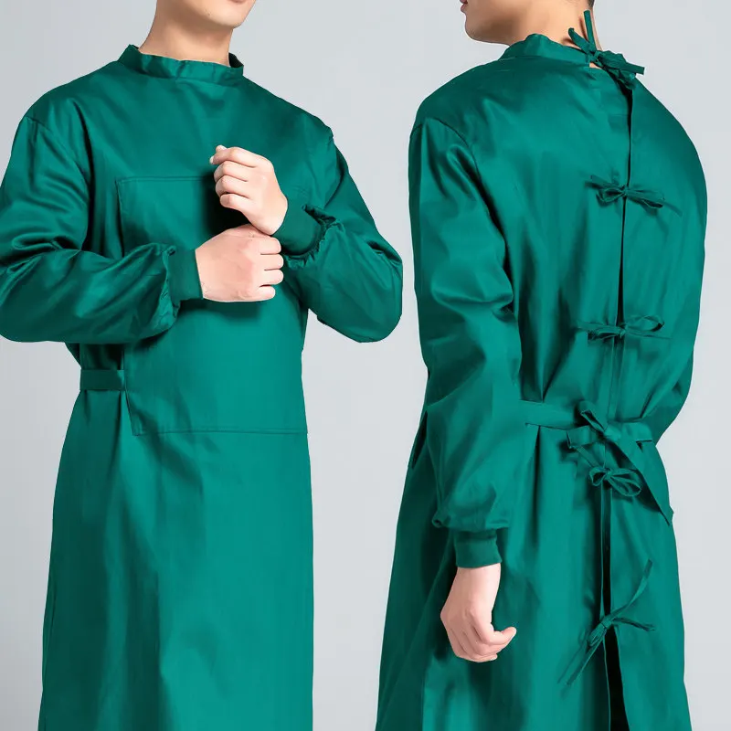 Halbe Packung grünes OP-Kleid reine Baumwolle Unisex Krankenhaus Operations saal OP-Kleid Zahnklinik Stomatologe Overalls