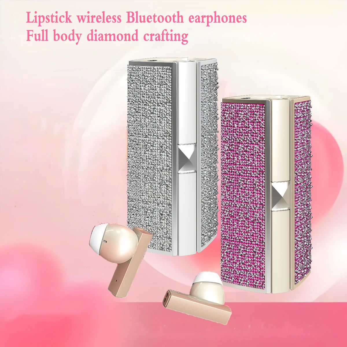 

Mini Lipstick Earphone Bluetooth 5.4 Wireless Earphones Diamond Body Type-C Fast Charging Waterproof Noise Reduction Headphone