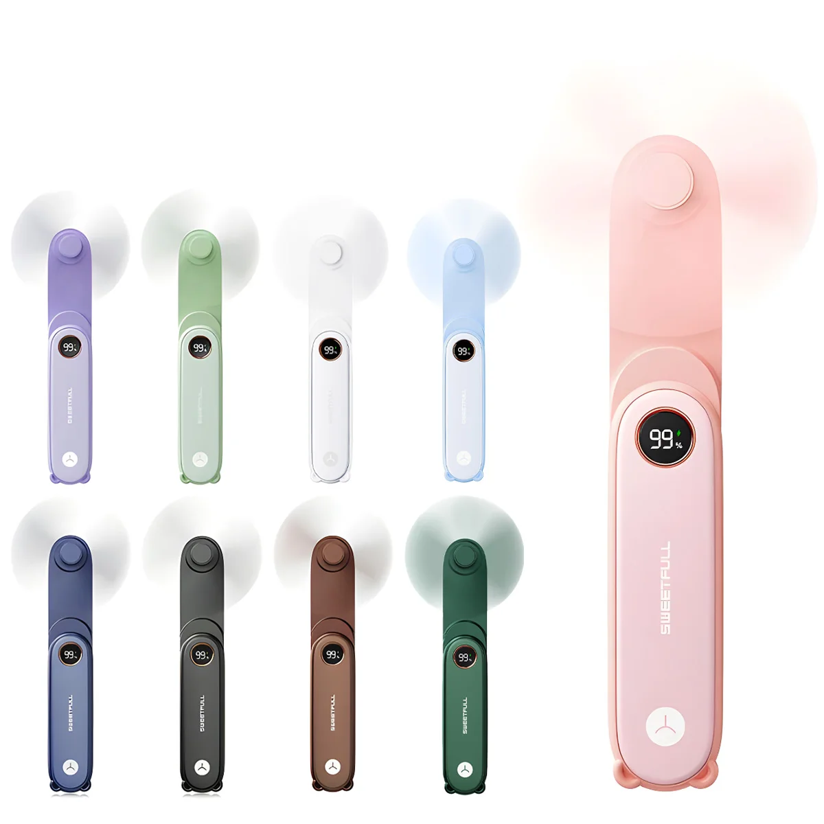 Portable Handheld Fan 1500mAh Battery Capacity USB-rechargeable Mini Folding Fan with Built-in Light Ideal for Outdoor Use