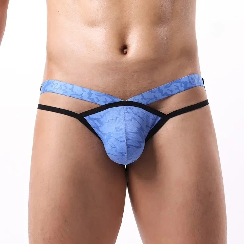 

Men's Sexy Brief Underwear Gays Erotic Low Waist U Convex Pouch Tanga Ice Silk Elastic Quick Dry Cool Feel Hollow Out Underpants