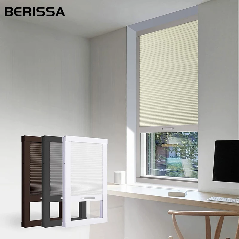 

BERISSA Blackout Integrate Cellular Shades Window Blinds Without Gap UV Protection Honeycomb Blinds Skylight Window Custom Size