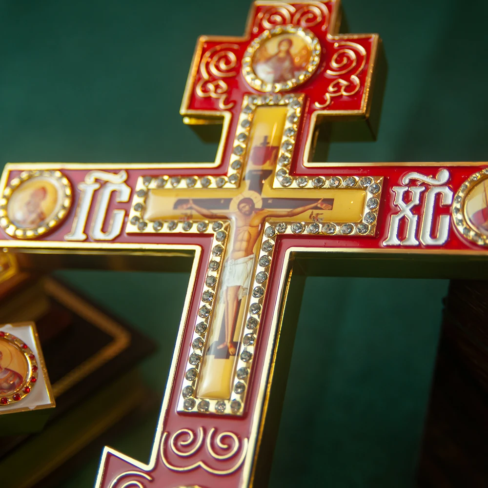 HTISOK Prächtiges Orthodoxes Griechisches Segenskreuz für Kirchendekoration und den persönlichen Gebrauch – Detail 9