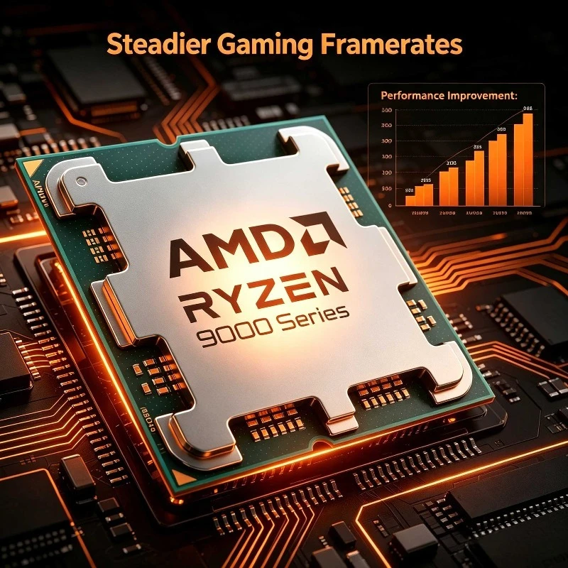 Obrázek 6: AMD ryzen 7 9850X3D 8-core 16-thread zen5 4nm 4.7ghz 5.6ghz AM5 96MB L3 3D v-cache 120w DDR5 herní plocha CPU procesor
