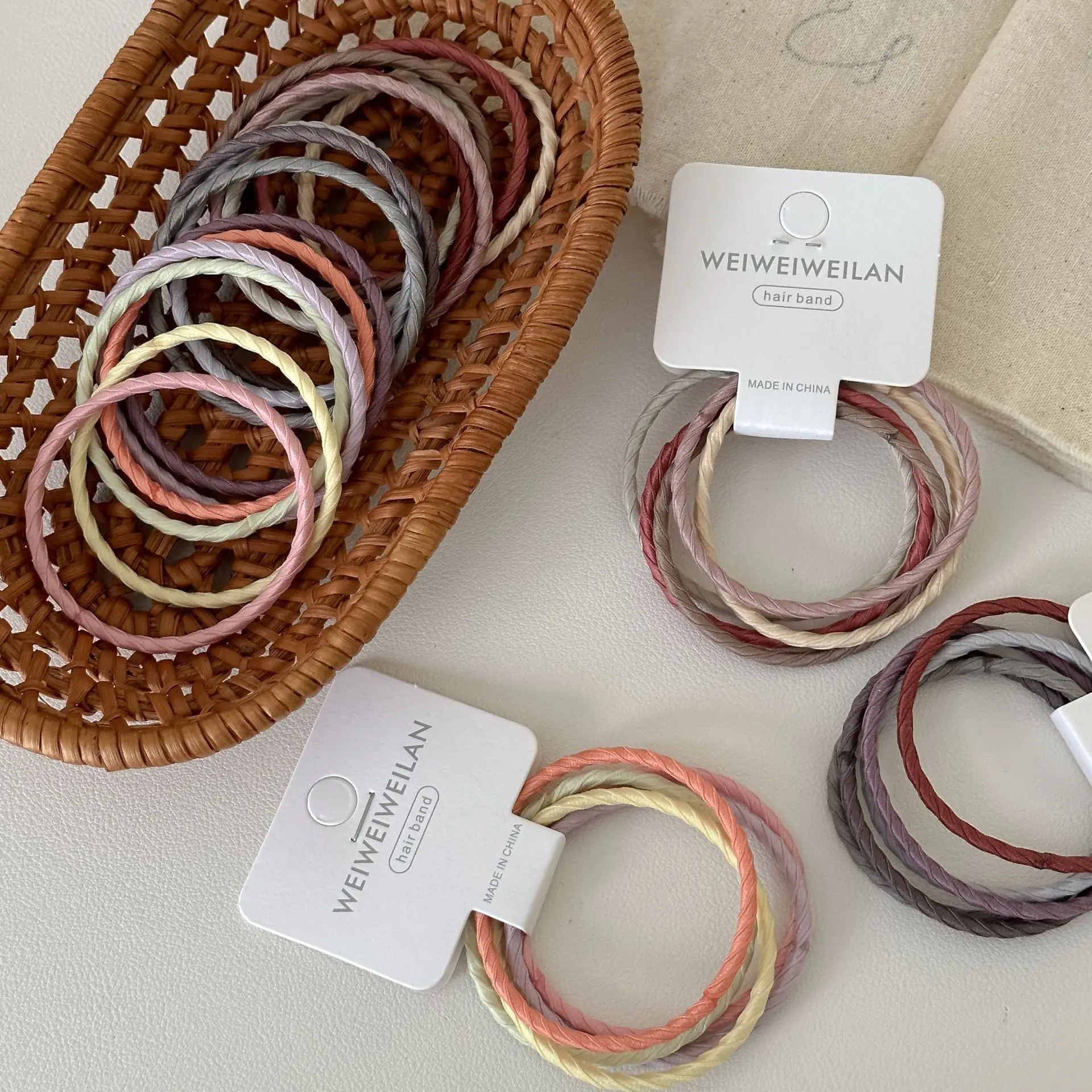 ربطات شعر مكونة من 5 قطع من الخيوط الملتوية عالية المرونة، أساسيات أساسية متينة ممتازة للنساء والرجال