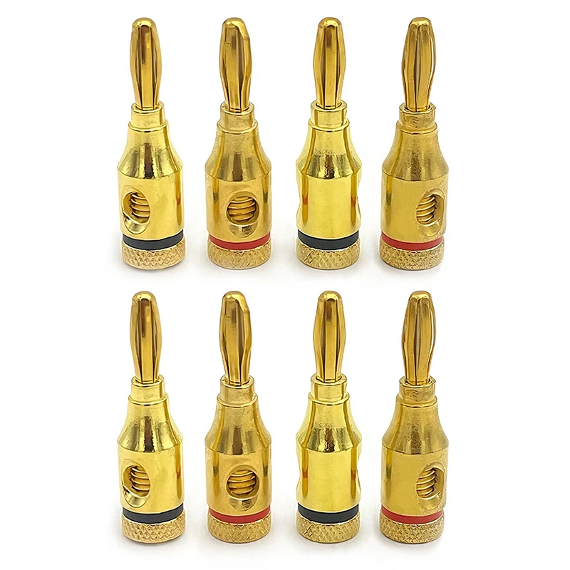 

8Pcs Gold Plated 4mm Banana Plugs Wire Cable Connectors Musical For Speaker Amplifier Adapter Audio Banana Plug Connector