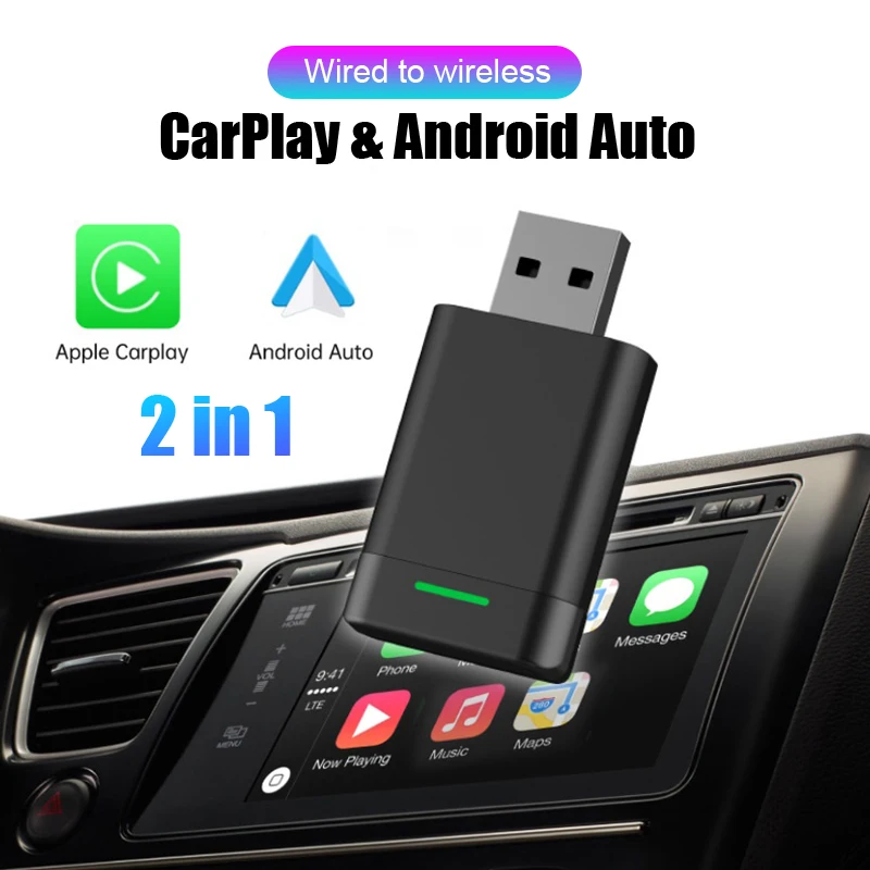 Android Auto Wireless Carplay Adapter Plug And Play WiFi Dongle Fast Connect For Most Cars Benz Kia Chery Jeep Mazda Nissan