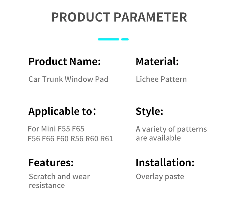 Kofferraum-Fensterpolster für Mini Cooper R56 F56 F55 F60 F65 F66 R60 Countryman Auto-Styling Innendekorationszubehör – Detail 14