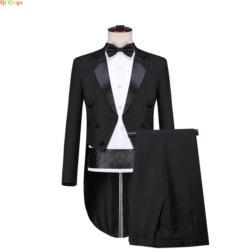 Smoking masculino formal, roupas formais, casaco de cauda de andorinha, jaqueta e calça masculina, festa de casamento, dança, performance mágica, azul marinho