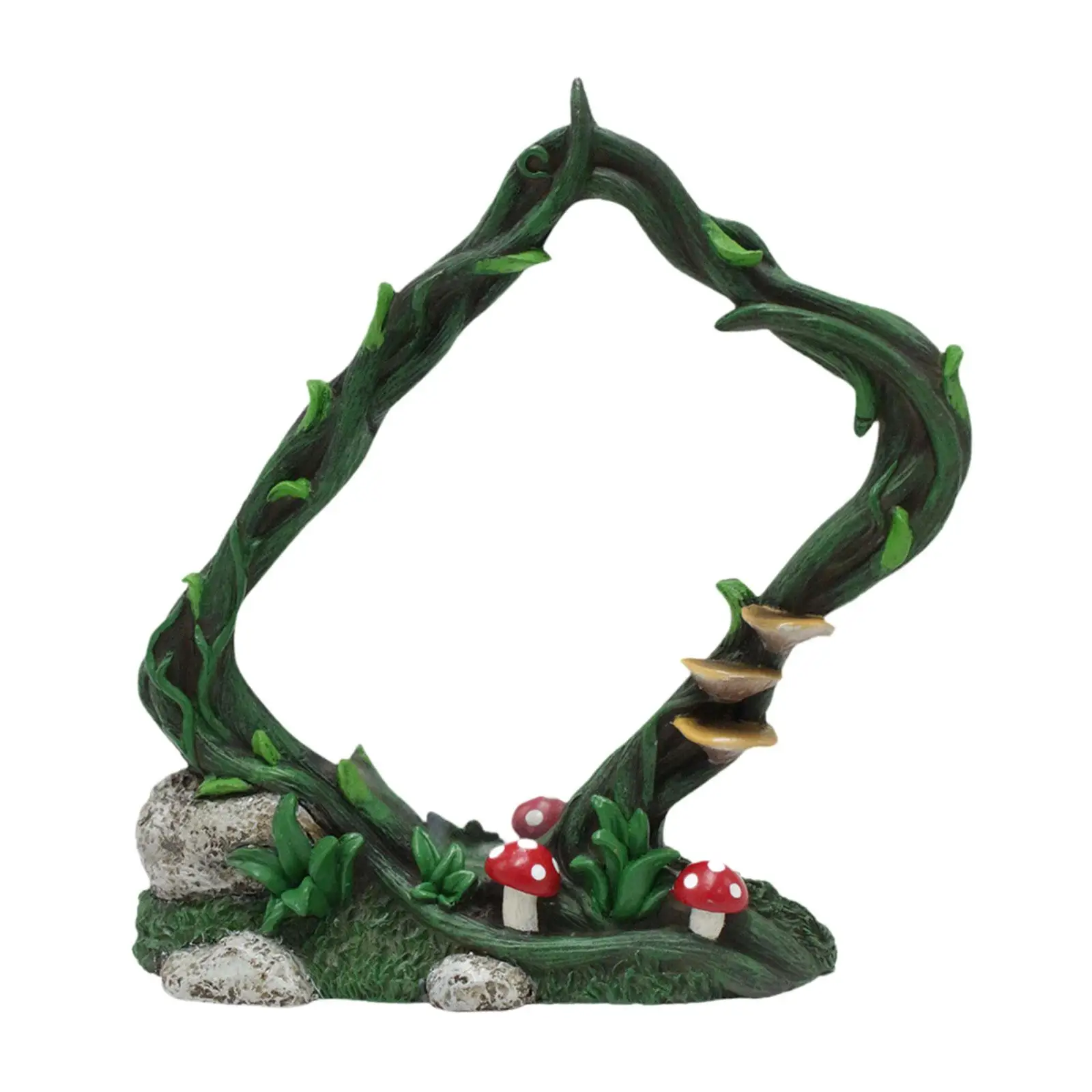 Resin Vine Frame Mirror Tabletop Ornament Balcony Landscape Multifunctional Lightweight Collectible 5.7x1x6inch Yard Figurine